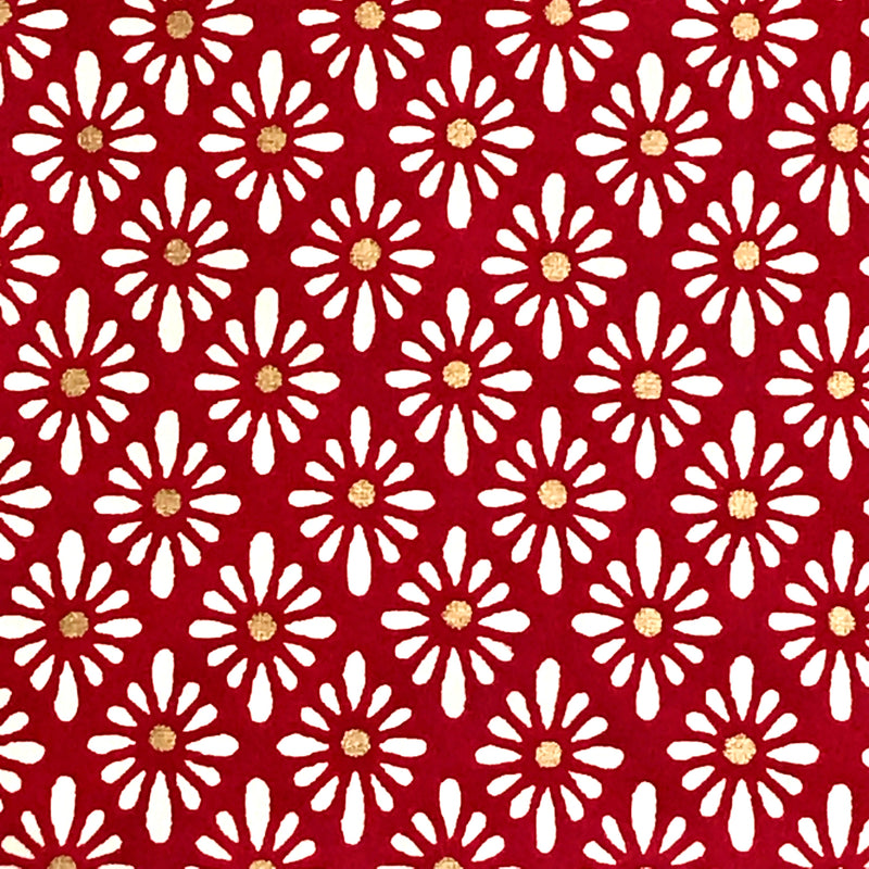 Japanese Yuzen Washi Paper Y0026 - Diamonds on Red - Chiyogami Paper With Gold Accent for origami, craft & scrapbooking 15x15cm (6")