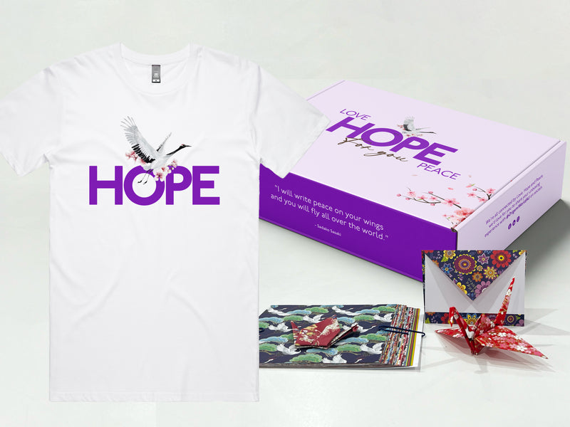 HOPE T-shirt and Origami CRANE Kit Gift Set - Spread Hope