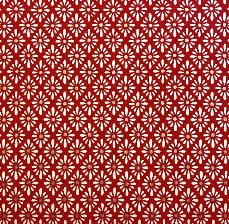Japanese Yuzen Washi Paper Y0026 - Diamonds on Red - Chiyogami Paper With Gold Accent for origami, craft & scrapbooking 15x15cm (6")