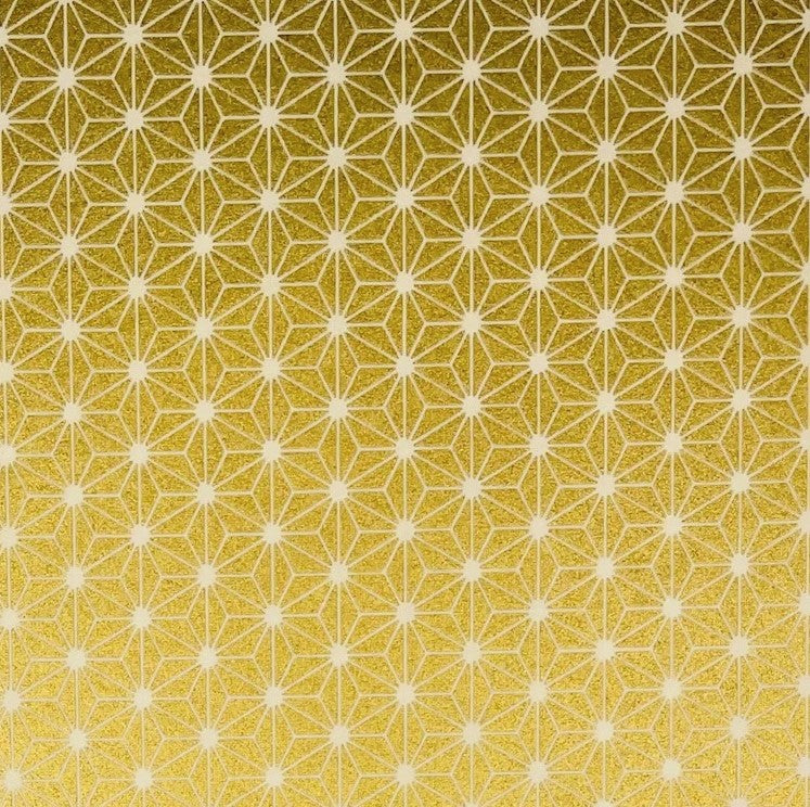 Japanese Yuzen Washi Paper Y0283 - Gold star Lattice - Chiyogami Paper With Gold Accent for origami, craft & scrapbooking 15x15cm (6")