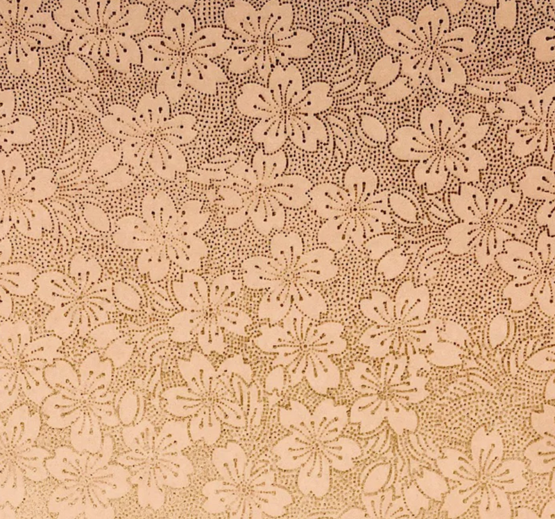 Japanese Yuzen Washi Paper Y0336 - Rose Gold Cherry Blossom Dotted - Chiyogami Paper With Gold Accent for origami, craft & scrapbooking 15x15cm (6")
