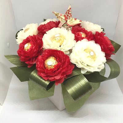 Say I Love You Chocolate Flowers - Red & Cream - Ferrero Chocolate Flowers Gift With Origami Star