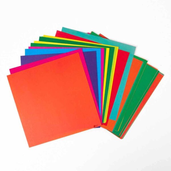 Origami Paper 36 sheets Solid Rainbow Colours – 12 Different Designs 6″ (15cm x 15cm)