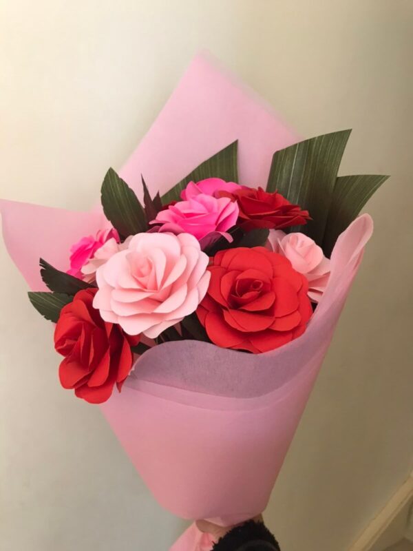 Origami Bouquet Red Pink & Cream Flower Bouquet 