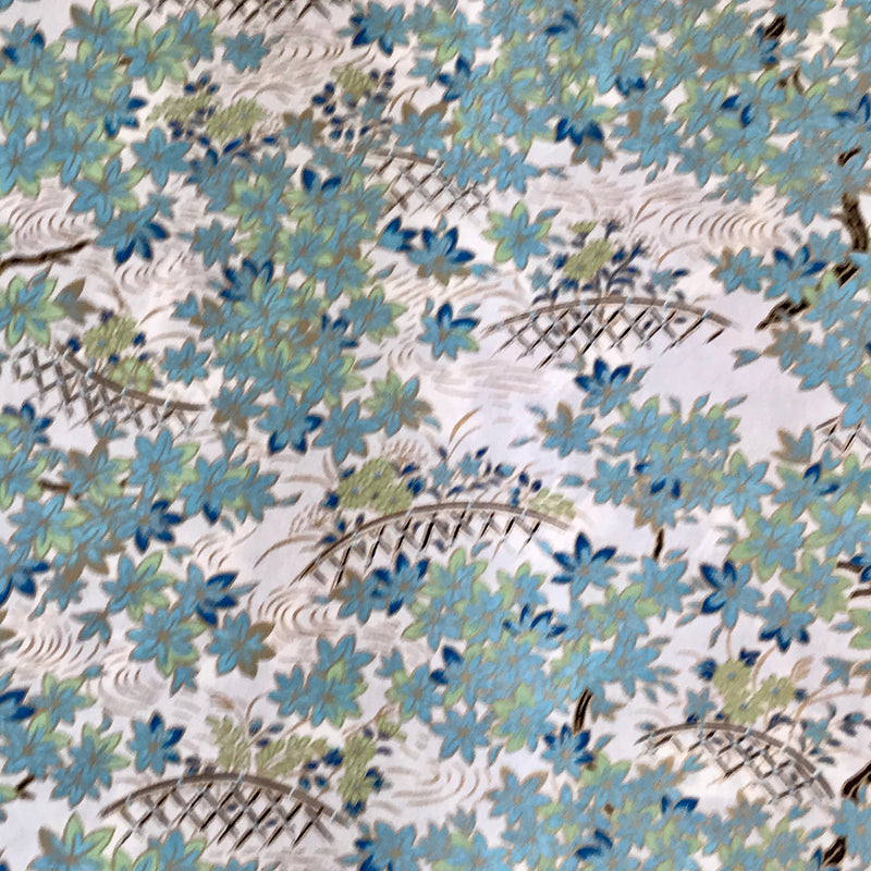 Japanese Yuzen Washi Paper - Aqua Green Autumn Leaves - Chiyogami Paper With Gold Accent for origami, craft & scrapbooking