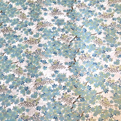 Japanese Yuzen Washi Paper - Aqua Green Autumn Leaves - Chiyogami Paper With Gold Accent for origami, craft & scrapbooking