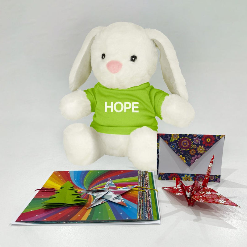 HOPE Bunny Gift Pack - HOPE Bunny Rabbit and Origami Christmas Kit Gift Set - Give The Gift of Hope This Christmas
