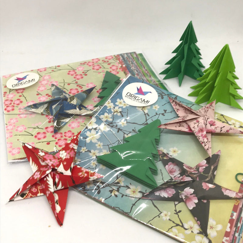 Christmas Fillers - Origami Christmas DIY Kits - Origami Stars and Trees (SET of 6 PACKS)