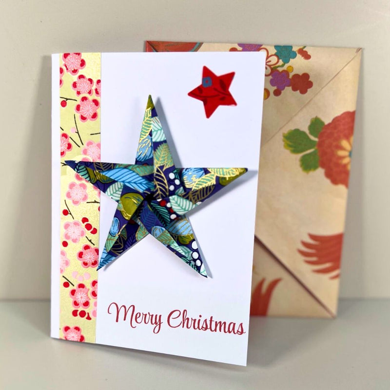 Origami Christmas Cards with Handmade Envelopes – Single or Assorted Pack of 5