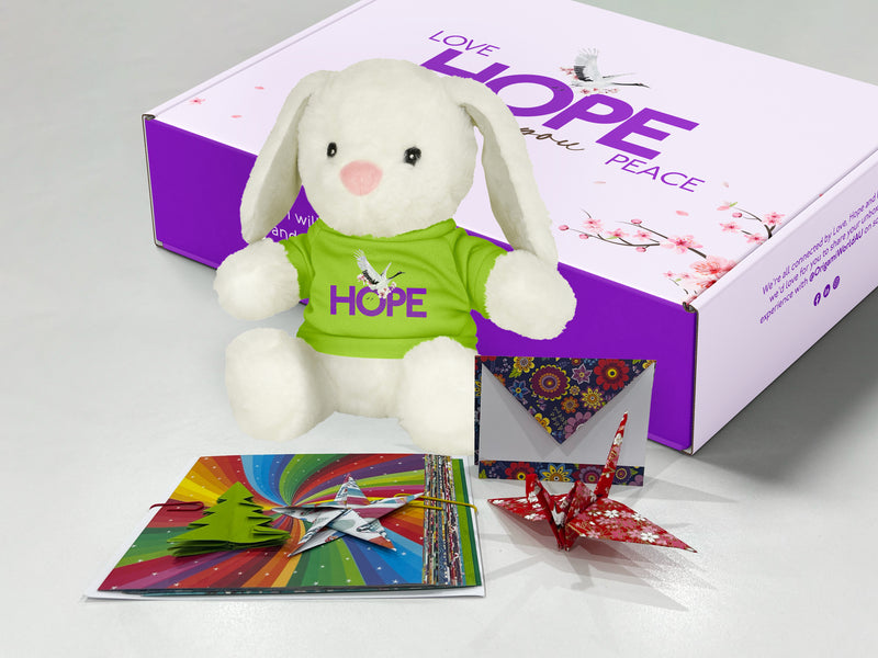 HOPE Bunny Gift Pack - HOPE Bunny Rabbit and Origami Christmas Kit Gift Set - Give The Gift of Hope This Christmas