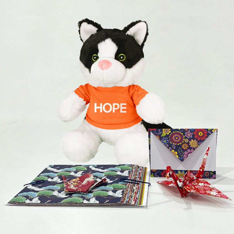 HOPE Cat Gift Box - HOPE Cat and Origami CRANE Kit Gift Set - Give The Gift of Hope to Someone Special - Box of Hope