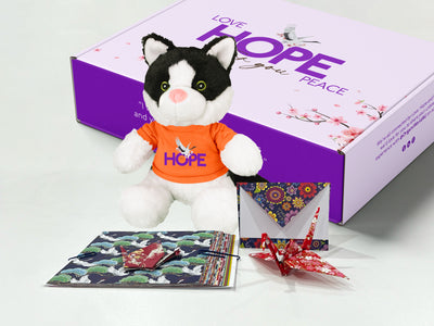 HOPE Cat Gift Box - HOPE Cat and Origami CRANE Kit Gift Set - Give The Gift of Hope to Someone Special - Box of Hope