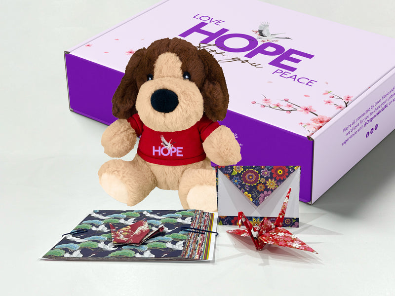 HOPE Puppy Gift Box - HOPE Puppy and Origami CRANE Kit Gift Set - Give The Gift of Hope to Someone Special - Box of Hope