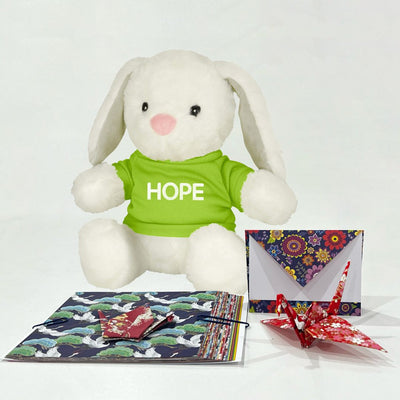 HOPE Rabbit Gift Box - HOPE Bunny Rabbit and Origami CRANE Kit Gift Set - Give The Gift of Hope to Someone Special - Box of Hope