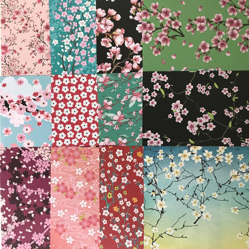 Origami Paper 36 sheets Cherry Blossoms - 12 designs 6" (15cm x 15cm)