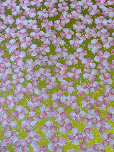 Japanese Yuzen Chiyogami Washi Paper KW103 – Pink Plum Blossoms on Gold