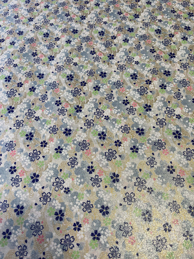 Japanese Yuzen Chiyogami Washi Paper – KW108 – Sakura Stream in Pastel Blue