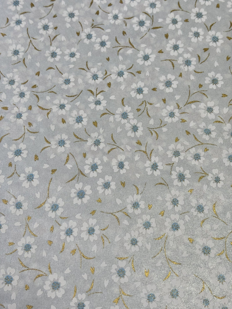 Japanese Yuzen Chiyogami Washi Paper - KW111 – Ice Blue Sakura