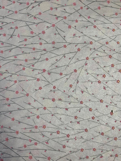 Japanese Yuzen Chiyogami Washi Paper – KW118 – Pink Plum Blossoms on Pearl White