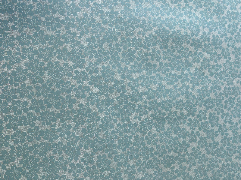 Japanese Yuzen Chiyogami Washi Paper - KW131 Dotted Sakura on Teal