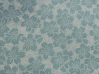 Japanese Yuzen Chiyogami Washi Paper - KW131 Dotted Sakura on Teal