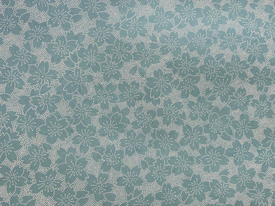 Japanese Yuzen Chiyogami Washi Paper - KW131 Dotted Sakura on Teal