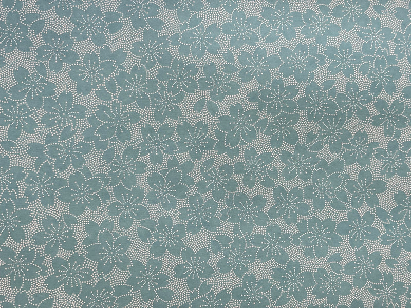 Japanese Yuzen Chiyogami Washi Paper - KW131 Dotted Sakura on Teal