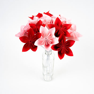 Origami Kusudama Flower flat Kit (RED) – Makes 12 Kusudama Japanese Flowers in Red & Pink
