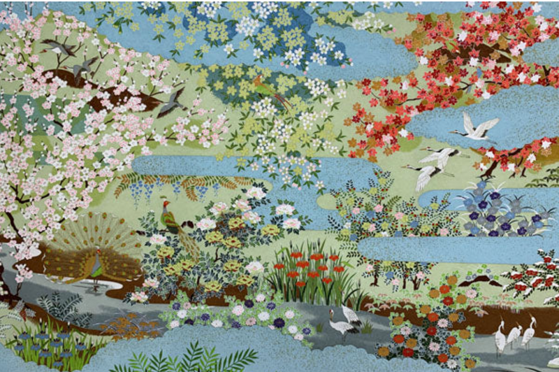 Sogara Yuzen Washi SY002 - Four Season Light Blue