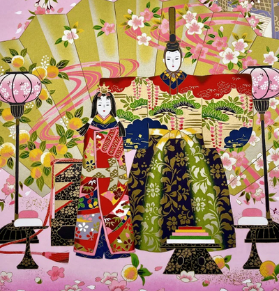 Sogara Yuzen Washi SY025 - Hina Dolls with Cherry Blossoms