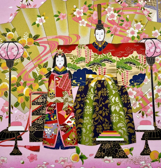 Sogara Yuzen Washi SY025 - Hina Dolls with Cherry Blossoms
