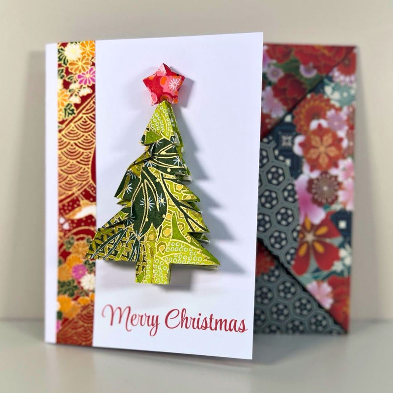 Origami Christmas Cards with Handmade Envelopes – Single or Assorted Pack of 5