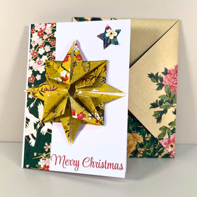 Origami Christmas Cards with Handmade Envelopes – Single or Assorted Pack of 5