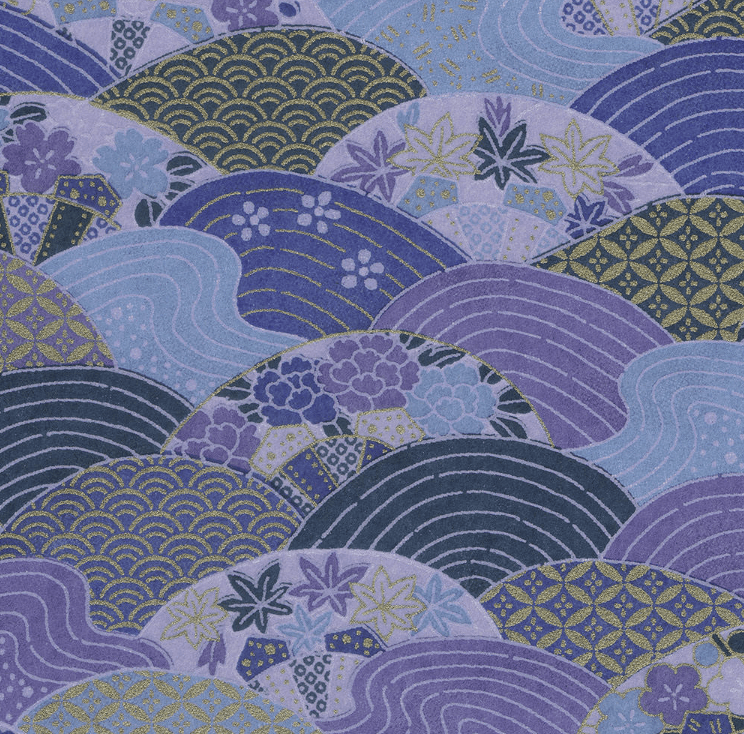 Japanese Yuzen Chiyogami Washi Paper (Y0001) – Waves of Purple Serenity