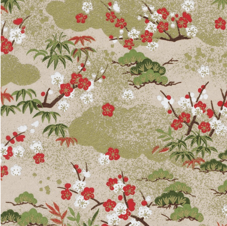 Japanese Yuzen Chiyogami Washi Paper (Y0024) – Serene Garden Blossom