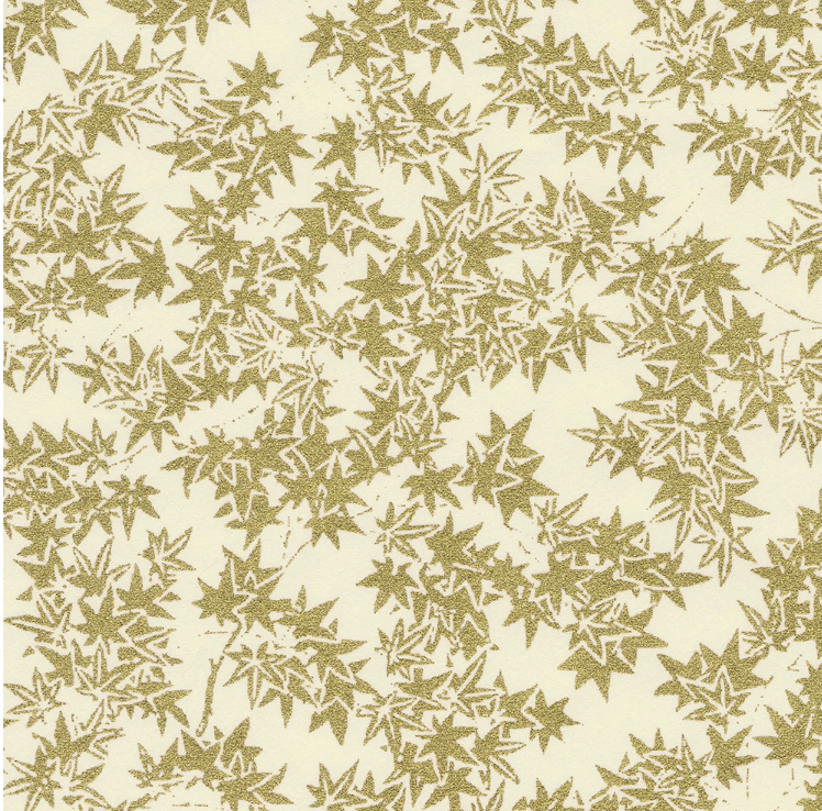 Japanese Yuzen Chiyogami Washi Paper Y0048 – Gold Maple Leaves