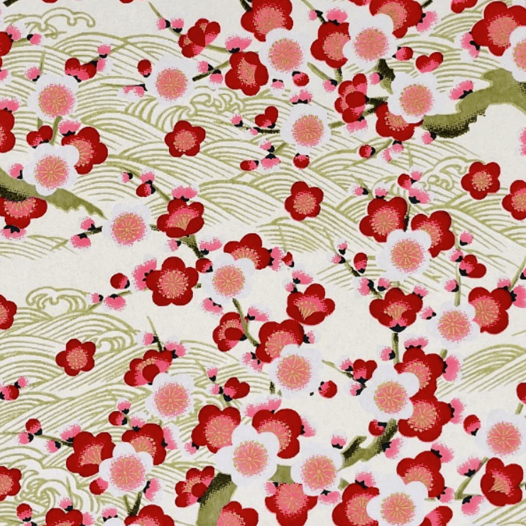 Japanese Yuzen Chiyogami Washi Paper (Y0064) – Blossoming Plum Grove