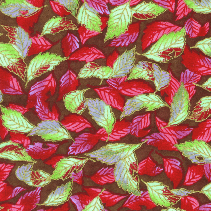 Japanese Yuzen Chiyogami Washi Paper (Y0067) – Vibrant Autumn Leaves Red and Green