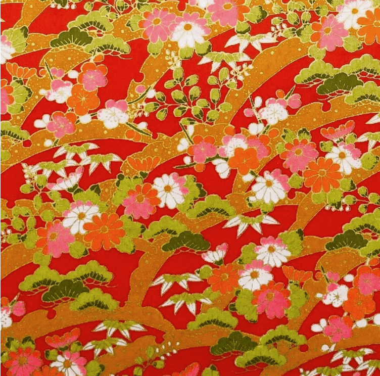 Japanese Yuzen Chiyogami Washi Paper (Y0132) – Vibrant Sakura Blossom