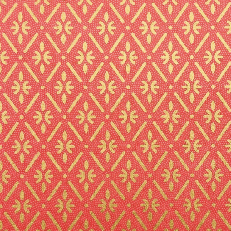 Japanese Yuzen Chiyogami Washi Paper Y0137 – Apricot Golden Diamond Motif