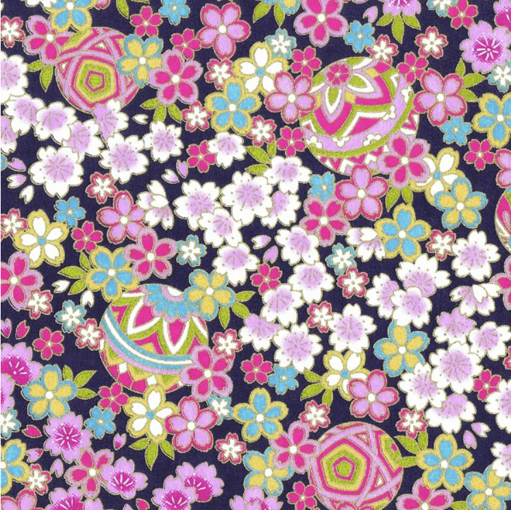 Japanese Yuzen Chiyogami Washi Paper (Y0144) – Vibrant Floral Kaleidoscope