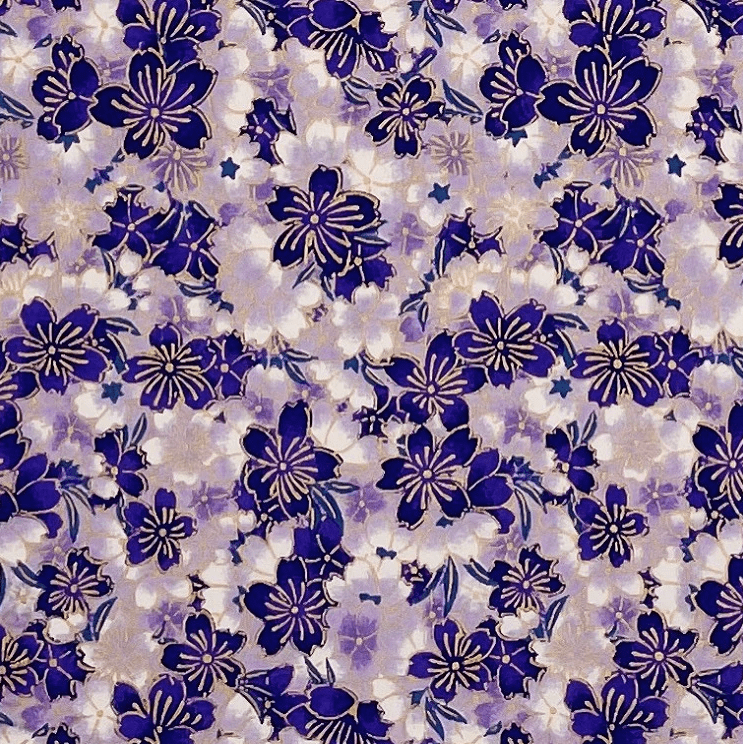 Japanese Yuzen Chiyogami Washi Paper (Y0209) – Indigo Sakura Blossoms on Lilac