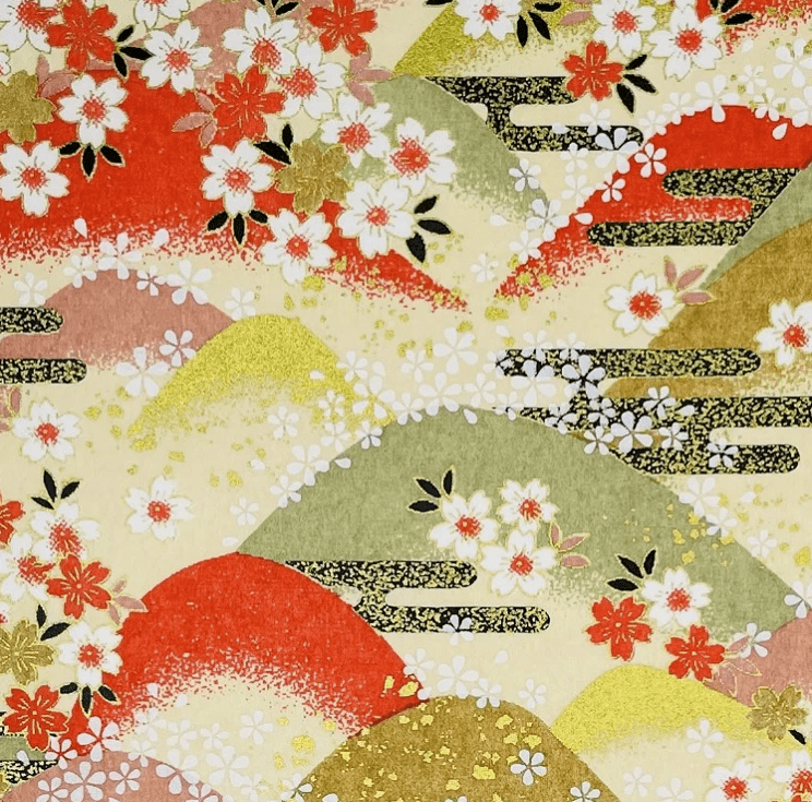 Japanese Yuzen Chiyogami Washi Paper (Y0240) – Elegant Sakura Hills