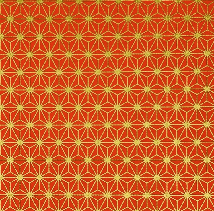 Japanese Yuzen Chiyogami Washi Paper Y0261 – Red Asanoha Star Pattern