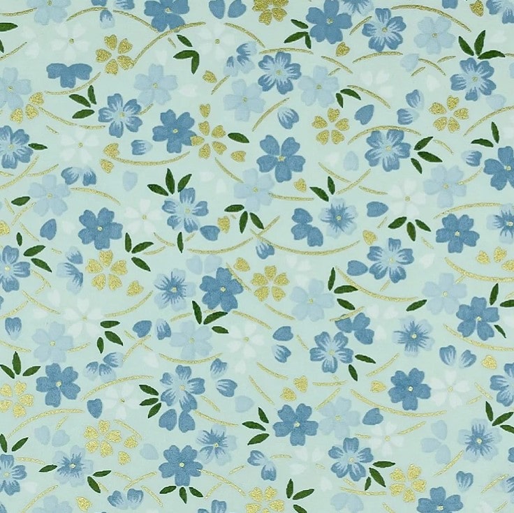 Japanese Yuzen Chiyogami Washi Paper (Y0280) – Blue Floral Design