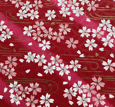 Japanese Yuzen Chiyogami Washi Paper (Y0310) – Sakura Blossoms on Red