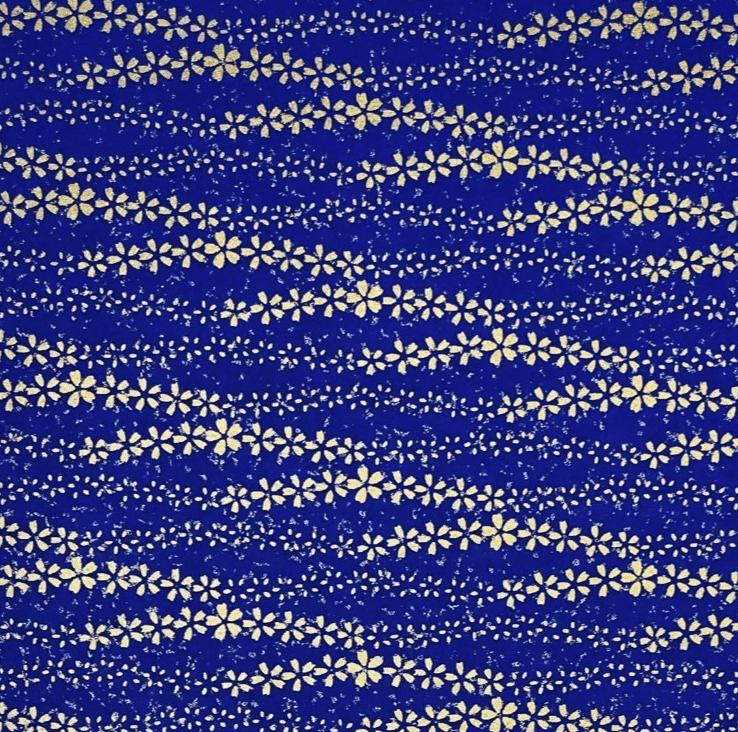 Japanese Yuzen Chiyogami Washi Paper Y0331 – Blue Floral Stripes