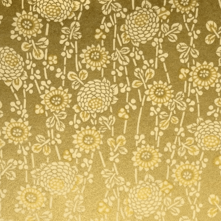 Japanese Yuzen Chiyogami Washi Paper Y0410 – Golden Floral Vine