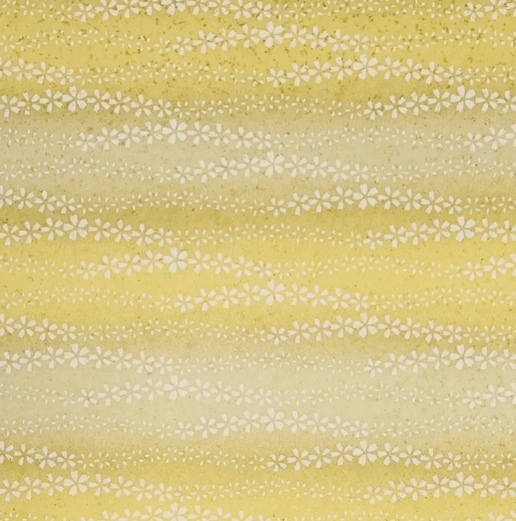 Japanese Yuzen Chiyogami Washi Paper (Y0415) – Golden Sakura Stripes on Soft Yellow