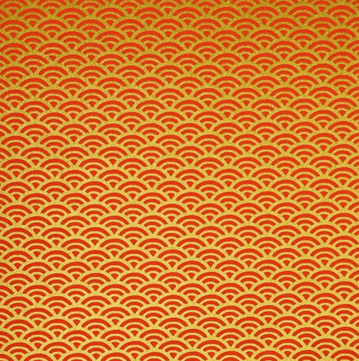 Japanese Yuzen Chiyogami Washi Paper Y0443 – Orange Seigaiha Waves